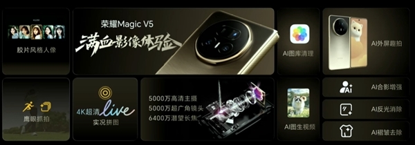 荣耀发布全球最轻薄折叠机皇Magic V5：8.8mm/217g颠覆想象