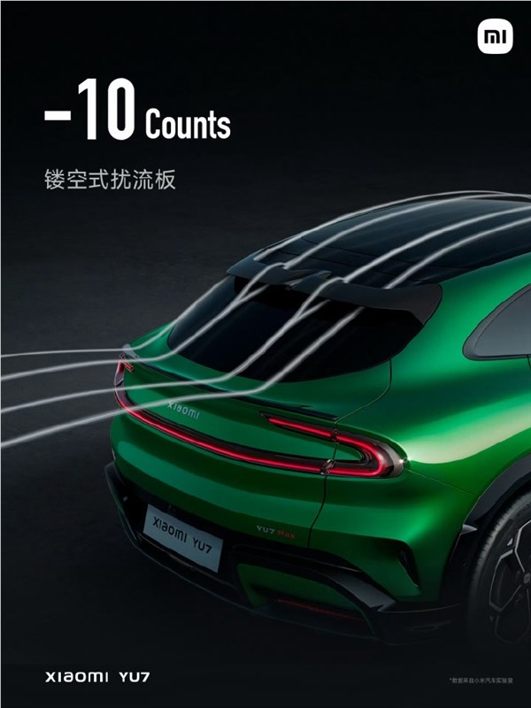 全车10组贯穿风道、40 组风阻优化！小米YU7风阻系数低至0.245