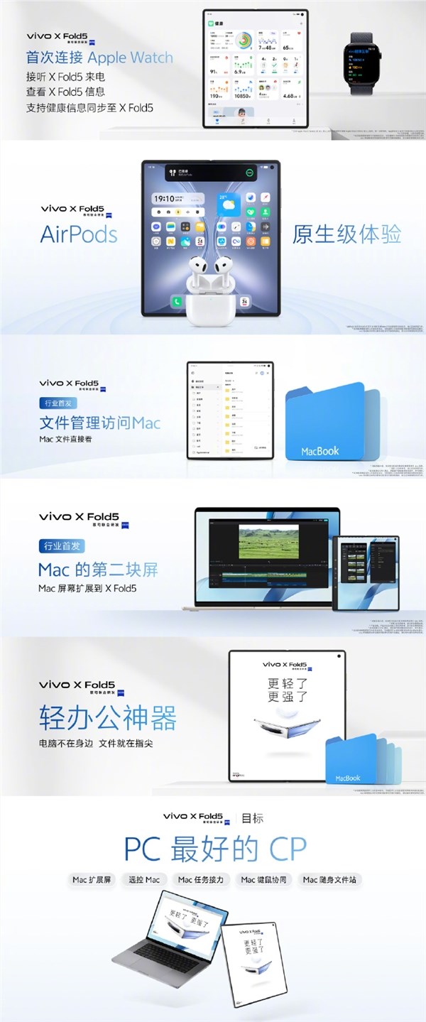 vivo X Fold5实现与Apple Watch连接，开创安卓手机新纪元