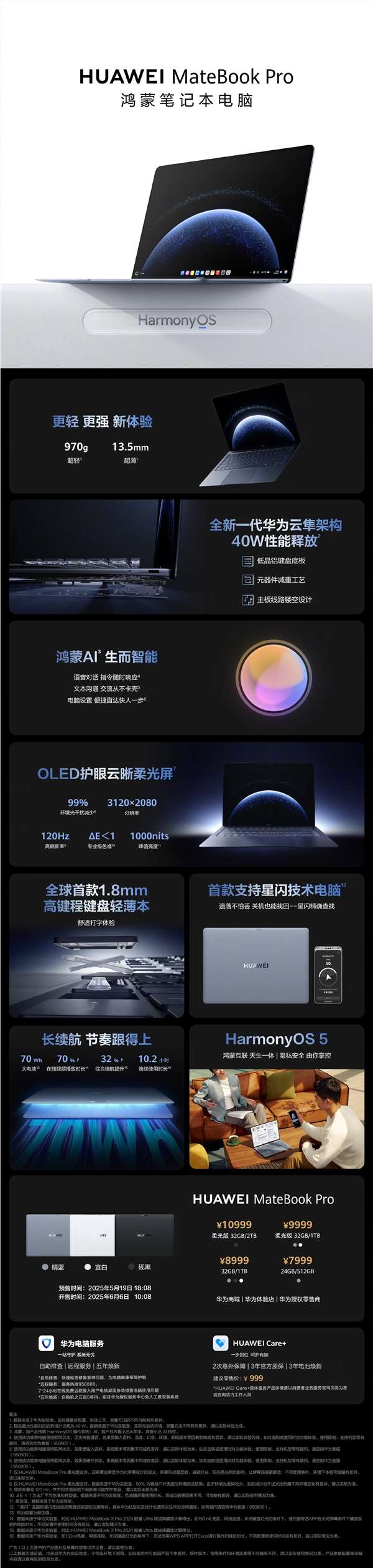 华为发布鸿蒙系统MateBook Pro电脑，起售价7999元