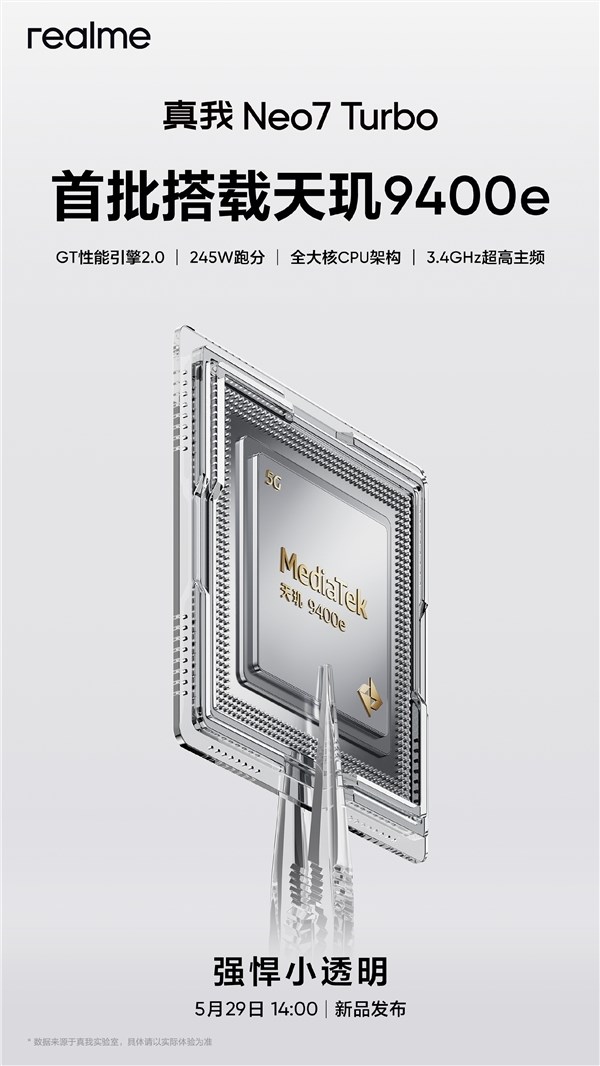 真我Neo7 Turbo透明灰真机亮相：背壳全透视，精致重现内部构造